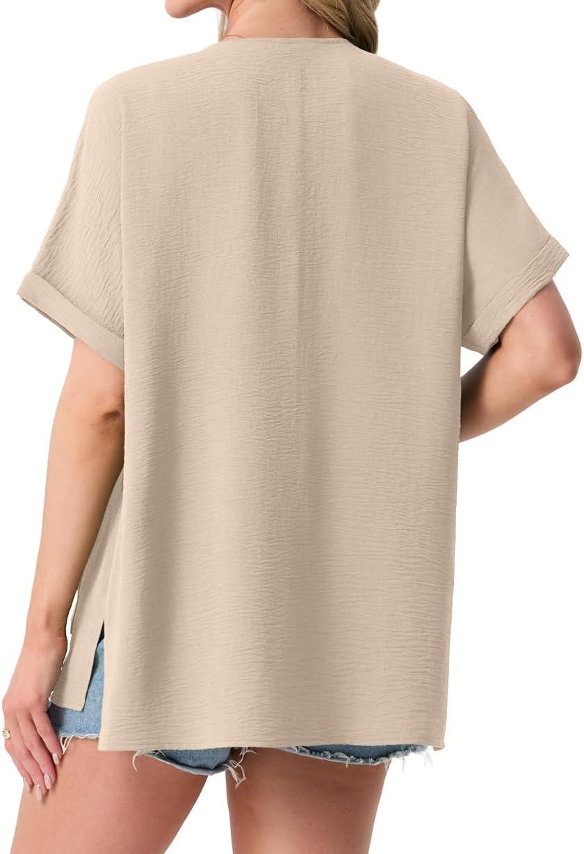 imageGRECERELLE Womens Summer Lightweight Cardigan with Pockets Short Sleeve Open Front Kimono Cover Up for Beach OfficeApricot