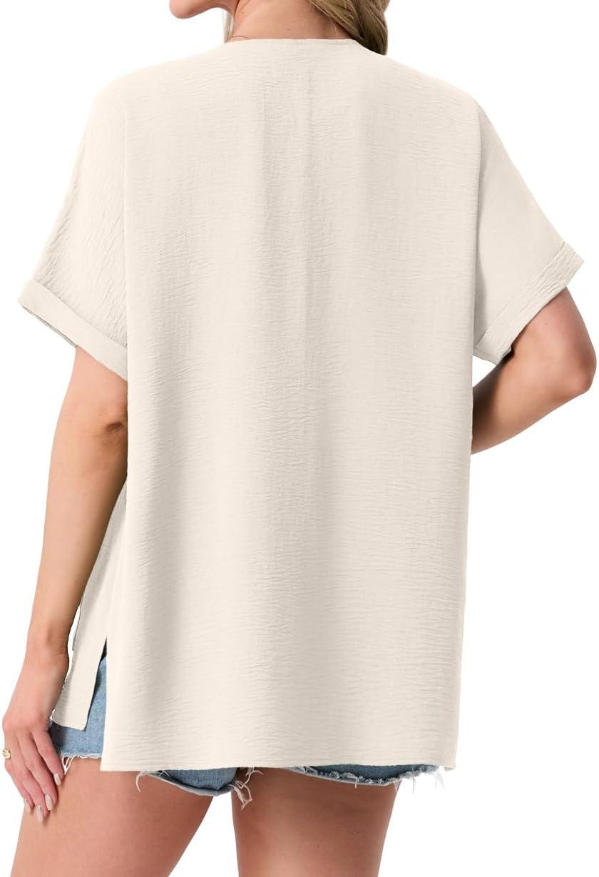 imageGRECERELLE Womens Summer Lightweight Cardigan with Pockets Short Sleeve Open Front Kimono Cover Up for Beach OfficeIvory White