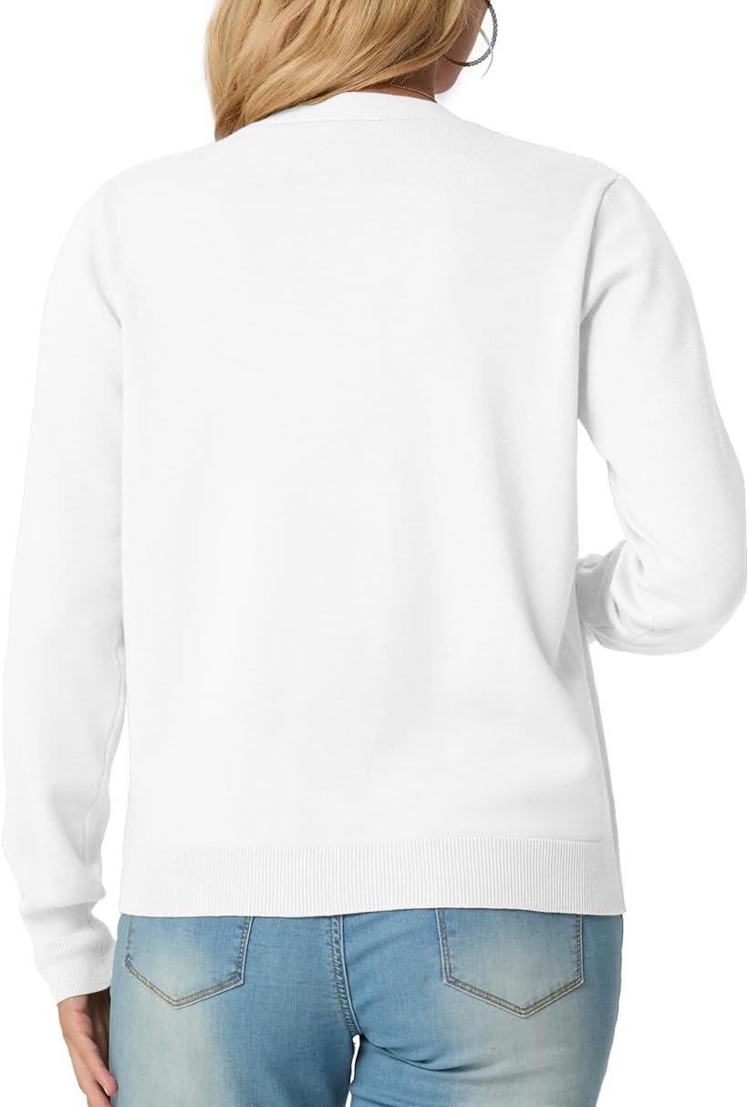 imageGRECERELLE Womens Lightweight Open Front Long Sleeve Cardigan Casual Button Down VNeck Sweater S2XL02 White
