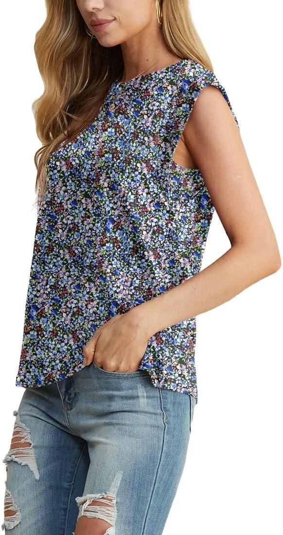 imageGRECERELLE Women 2026 Cap Sleeve Tops Summer Casual Tee Shirt Loose Crew Neck Basic Tank Trendy Work Vacation Outfits S2XLBlack Anemone