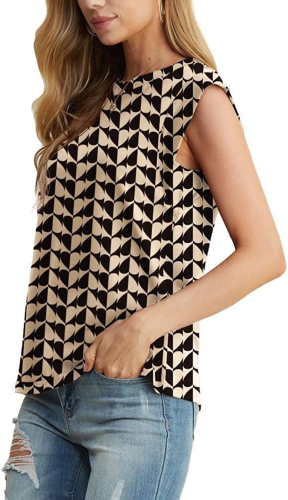 imageGRECERELLE Women 2026 Cap Sleeve Tops Summer Casual Tee Shirt Loose Crew Neck Basic Tank Trendy Work Vacation Outfits S2XLBlack Khaki Heart