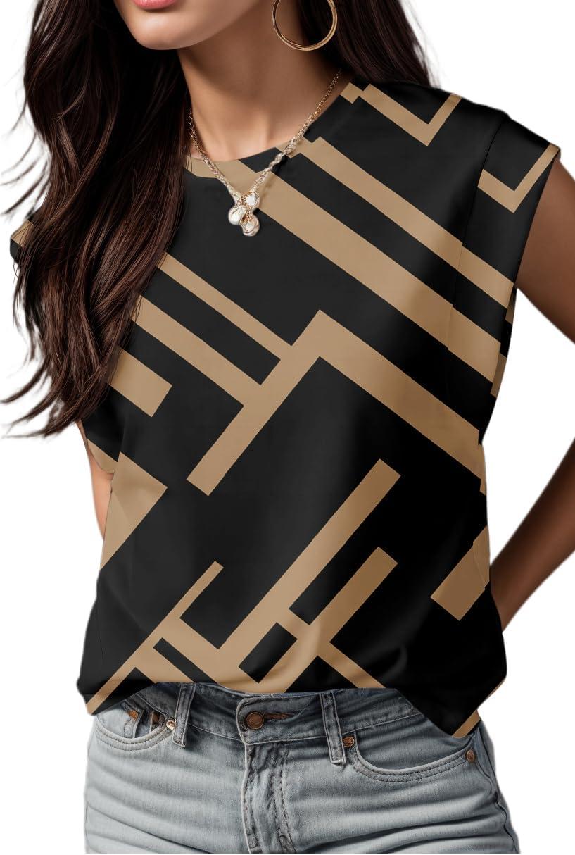 imageGRECERELLE Women 2026 Cap Sleeve Tops Summer Casual Tee Shirt Loose Crew Neck Basic Tank Trendy Work Vacation Outfits S2XLBlack Rectangle