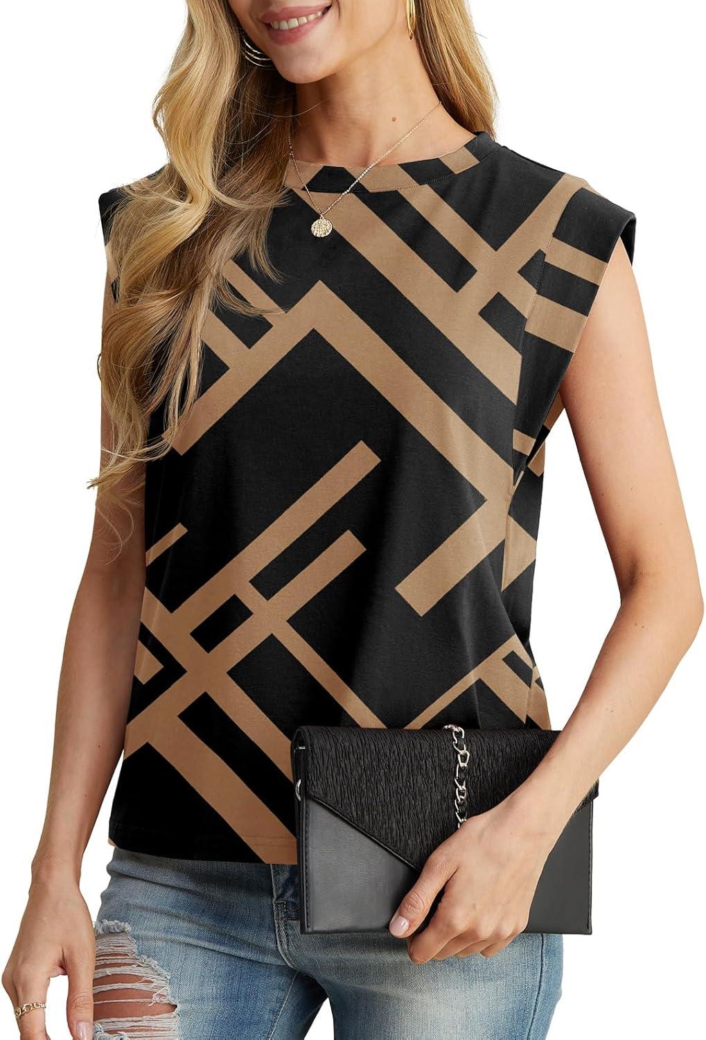 imageGRECERELLE Women 2026 Cap Sleeve Tops Summer Casual Tee Shirt Loose Crew Neck Basic Tank Trendy Work Vacation Outfits S2XLBlack Rectangle