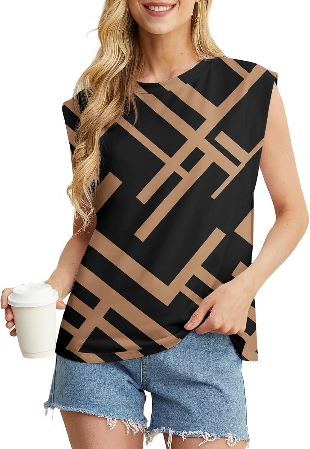 imageGRECERELLE Women 2026 Cap Sleeve Tops Summer Casual Tee Shirt Loose Crew Neck Basic Tank Trendy Work Vacation Outfits S2XLBlack Rectangle
