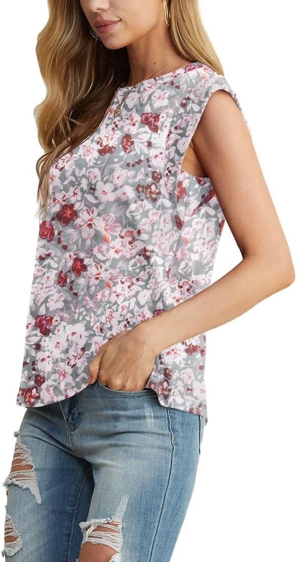 imageGRECERELLE Women 2026 Cap Sleeve Tops Summer Casual Tee Shirt Loose Crew Neck Basic Tank Trendy Work Vacation Outfits S2XLGray Azalea