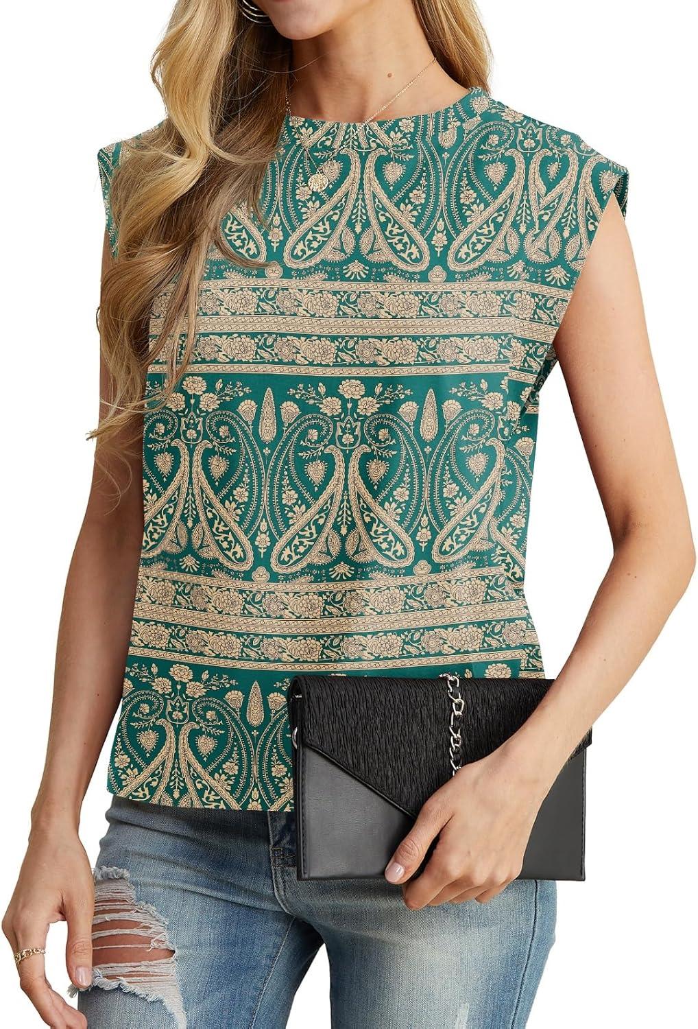 imageGRECERELLE Women 2026 Cap Sleeve Tops Summer Casual Tee Shirt Loose Crew Neck Basic Tank Trendy Work Vacation Outfits S2XLGreen Khaki