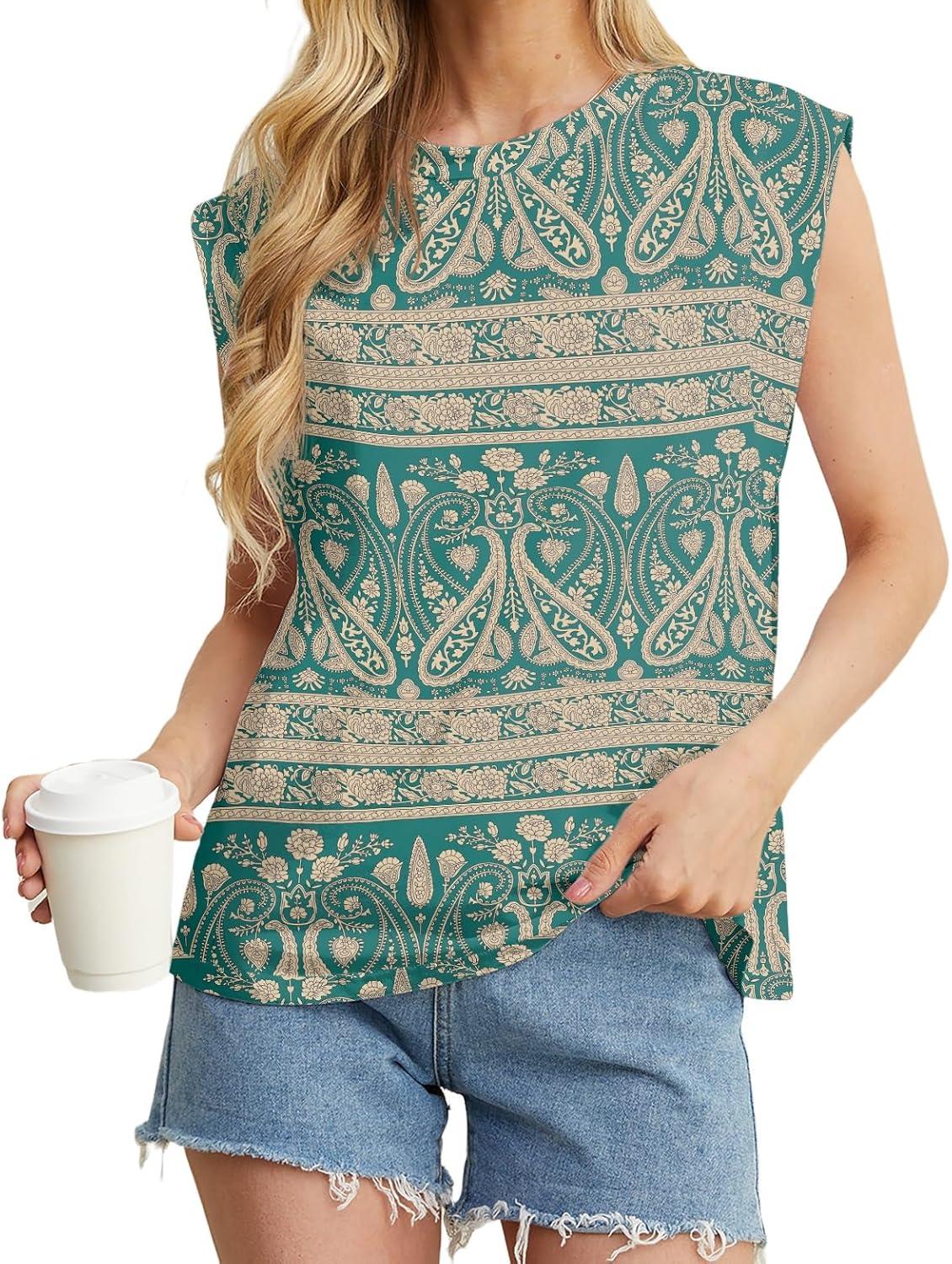 imageGRECERELLE Women 2026 Cap Sleeve Tops Summer Casual Tee Shirt Loose Crew Neck Basic Tank Trendy Work Vacation Outfits S2XLGreen Khaki