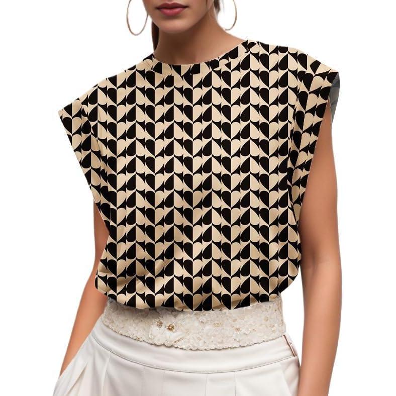 imageGRECERELLE Women 2026 Cap Sleeve Tops Summer Casual Tee Shirt Loose Crew Neck Basic Tank Trendy Work Vacation Outfits S2XLBlack Khaki Heart