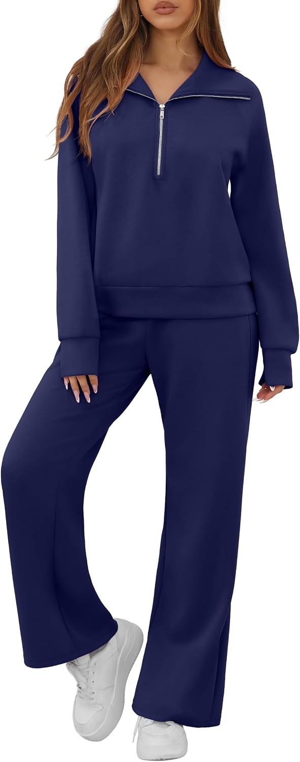 image:imageGRECERELLE Womens Lounge Sets 2 Piece Sweatsuit Outfits Matching TracksuitNavy Blue
