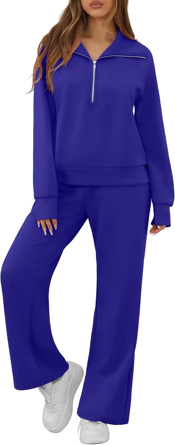 image:imageGRECERELLE Womens Lounge Sets 2 Piece Sweatsuit Outfits Matching TracksuitRoyal Blue
