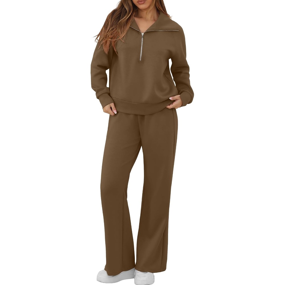 image:imageGRECERELLE Womens Lounge Sets 2 Piece Sweatsuit Outfits Matching TracksuitBrown