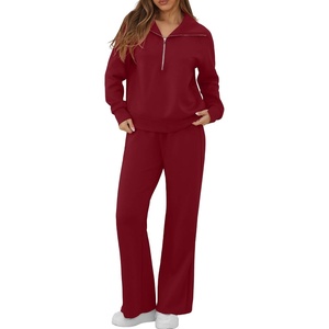 GRECERELLE Womens Lounge Sets 2 Piece Sweatsuit Outfits Matching Tracksuit(Wine Red)
