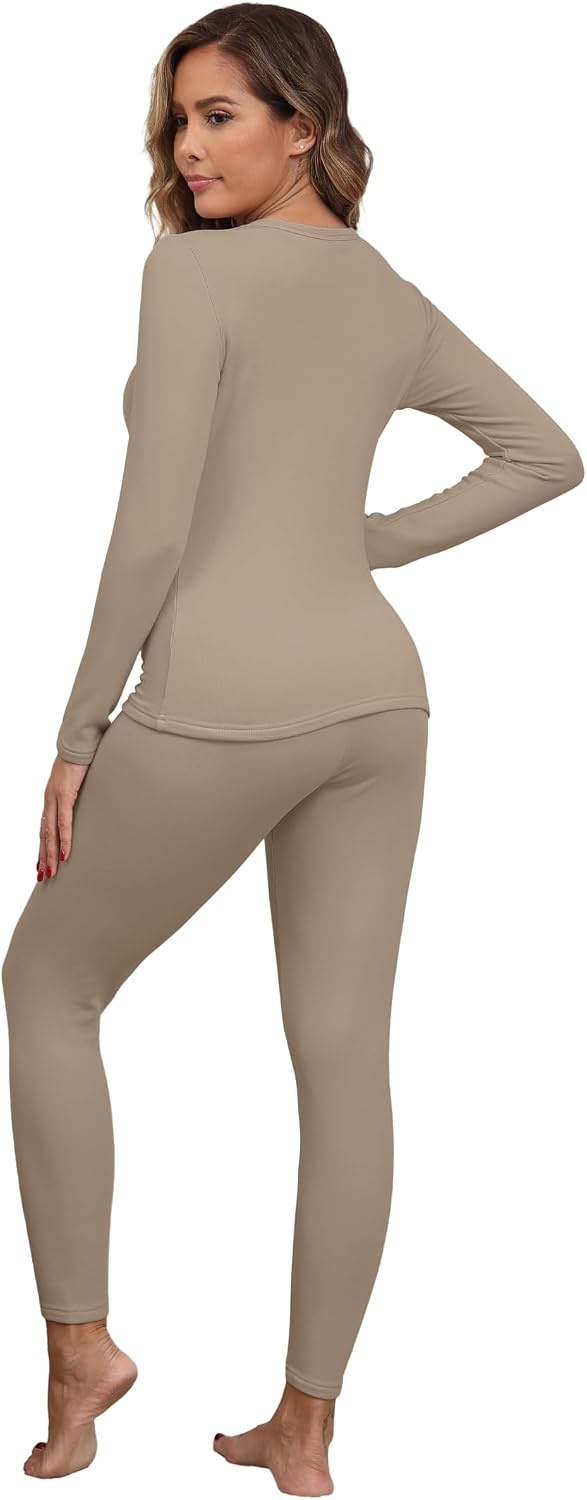 image:imageGRECERELLE 2026 Womens Base Layer Thermal Underwear Pajama SetsDark Khaki