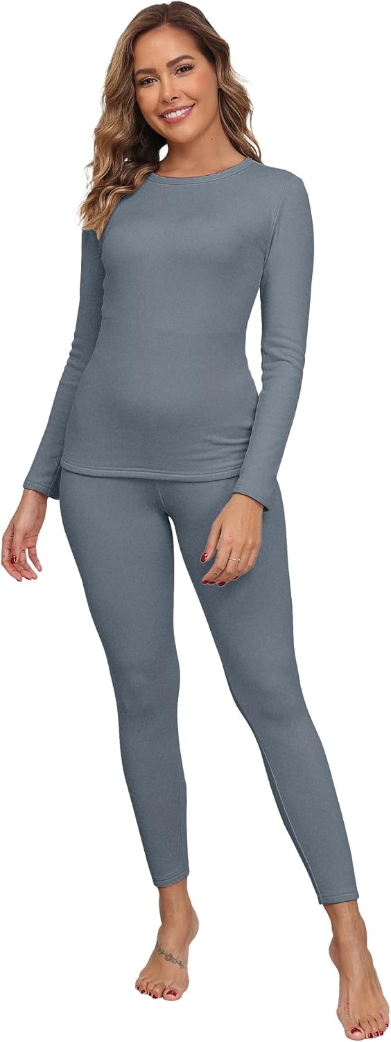 image:imageGRECERELLE 2026 Womens Base Layer Thermal Underwear Pajama SetsNavy Blue
