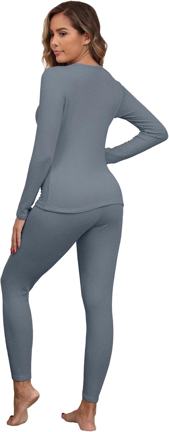 image:imageGRECERELLE 2026 Womens Base Layer Thermal Underwear Pajama SetsNavy Blue
