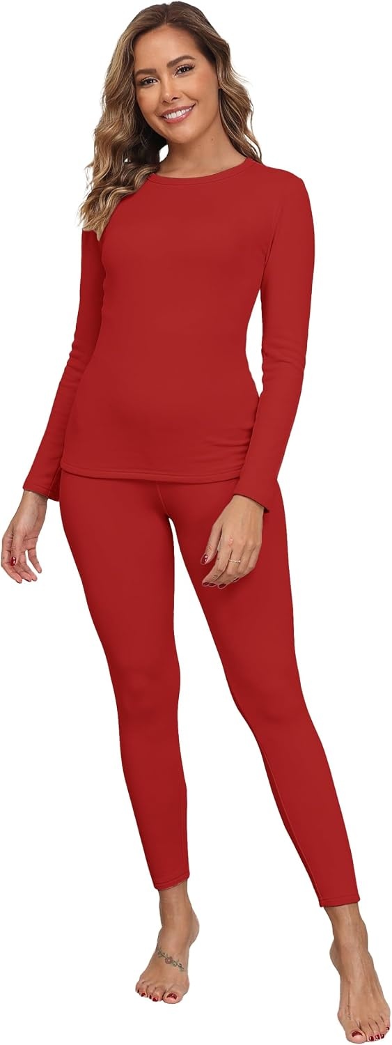 image:imageGRECERELLE 2026 Womens Base Layer Thermal Underwear Pajama SetsRed