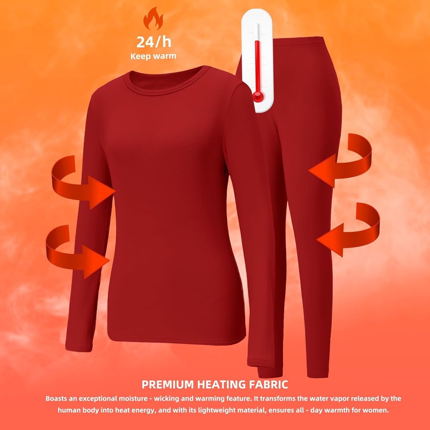 image:imageGRECERELLE 2026 Womens Base Layer Thermal Underwear Pajama SetsRed