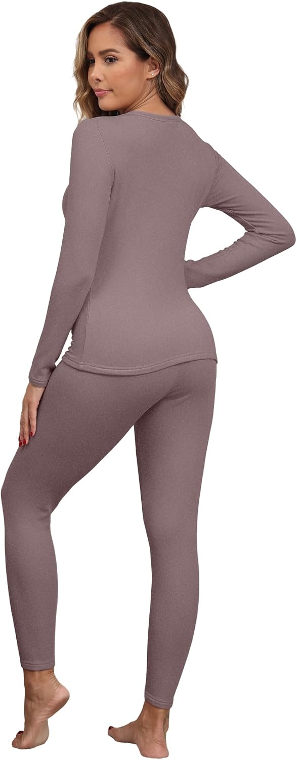 image:imageGRECERELLE 2026 Womens Base Layer Thermal Underwear Pajama SetsRosewood