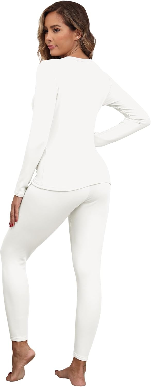 image:imageGRECERELLE 2026 Womens Base Layer Thermal Underwear Pajama SetsWhite