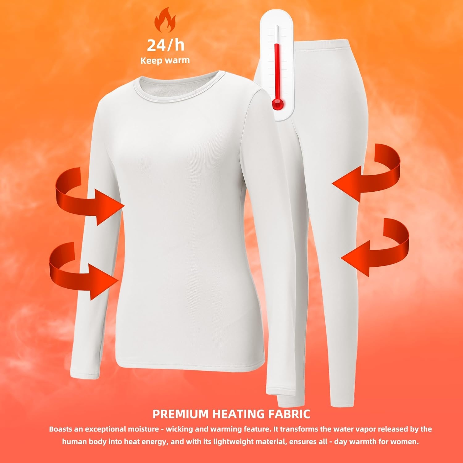 image:imageGRECERELLE 2026 Womens Base Layer Thermal Underwear Pajama SetsWhite