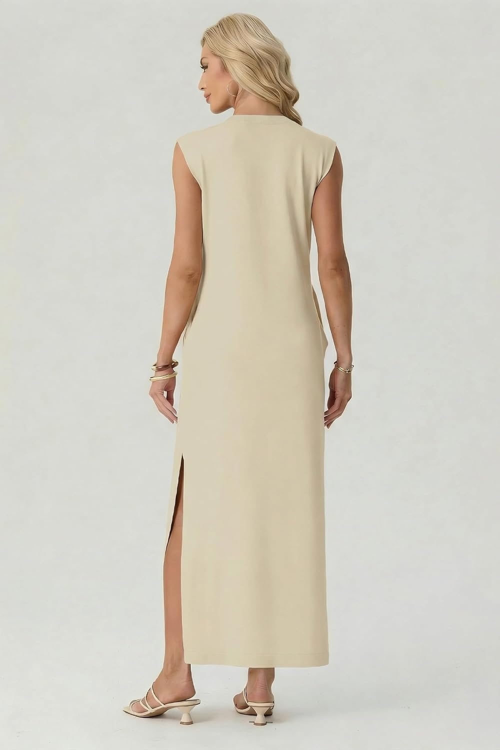 image:imageGRECERELLE 2026 Womens Summer Fall Shift Sweater Maxi Dress with PocketsApricot