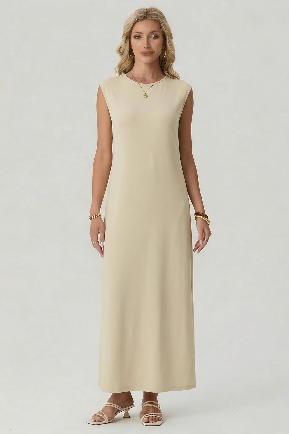 image:imageGRECERELLE 2026 Womens Summer Fall Shift Sweater Maxi Dress with PocketsApricot