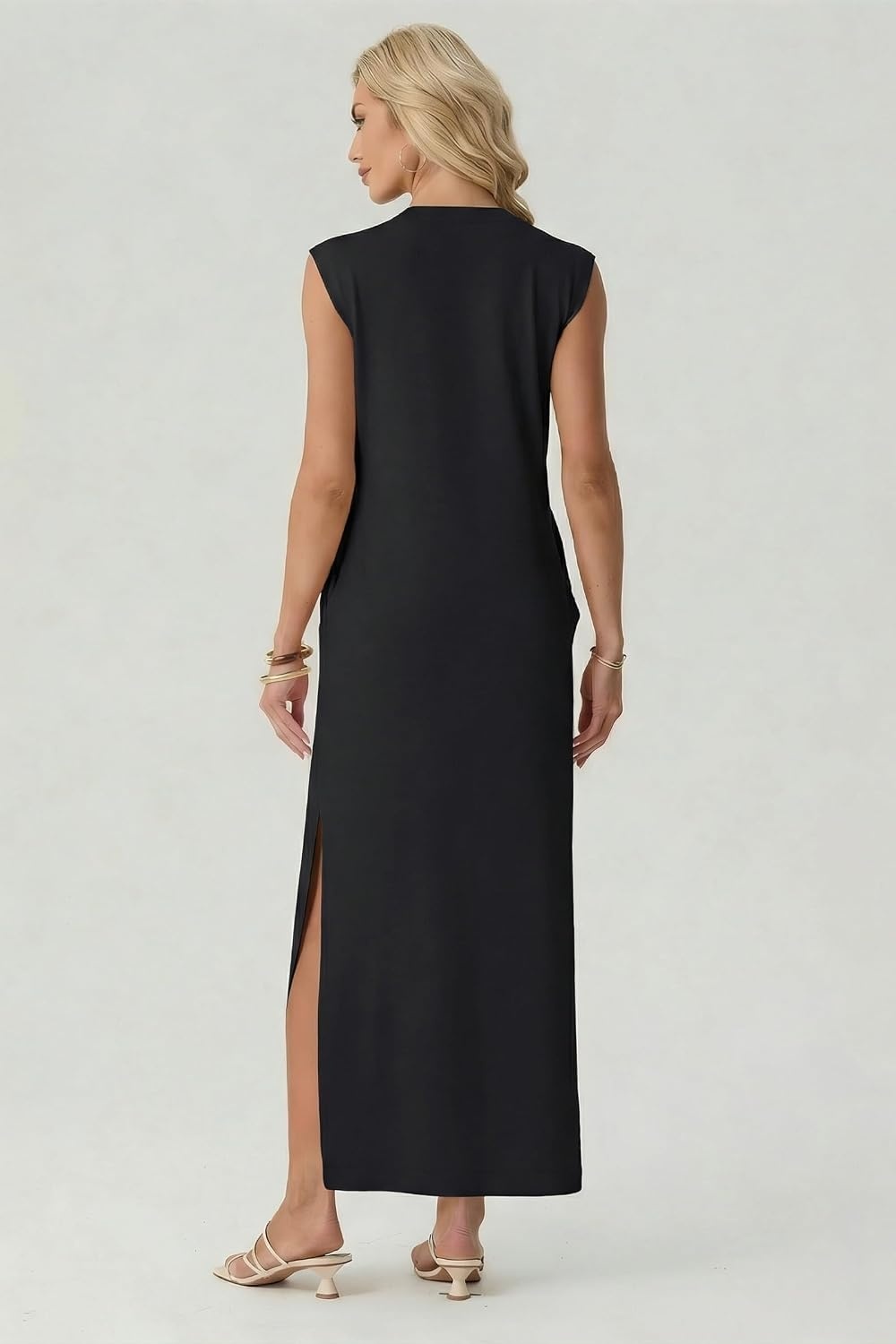 image:imageGRECERELLE 2026 Womens Summer Fall Shift Sweater Maxi Dress with PocketsBlack