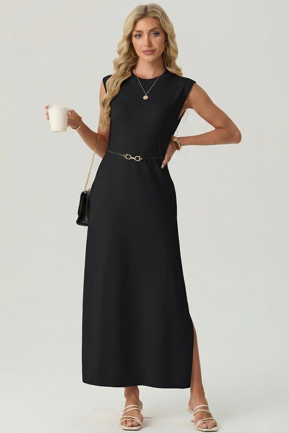 image:imageGRECERELLE 2026 Womens Summer Fall Shift Sweater Maxi Dress with PocketsBlack