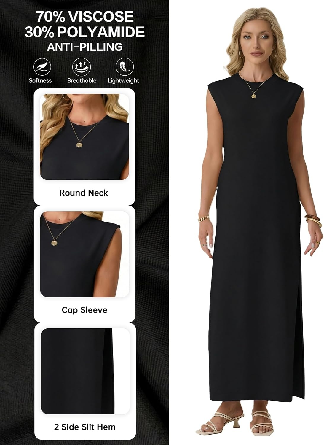 image:imageGRECERELLE 2026 Womens Summer Fall Shift Sweater Maxi Dress with PocketsBlack