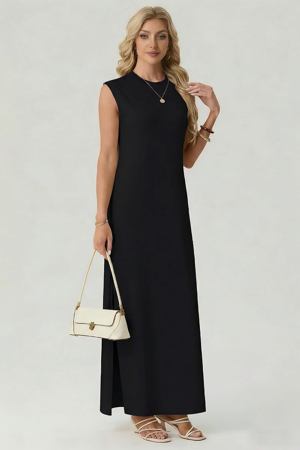 image:imageGRECERELLE 2026 Womens Summer Fall Shift Sweater Maxi Dress with PocketsBlack