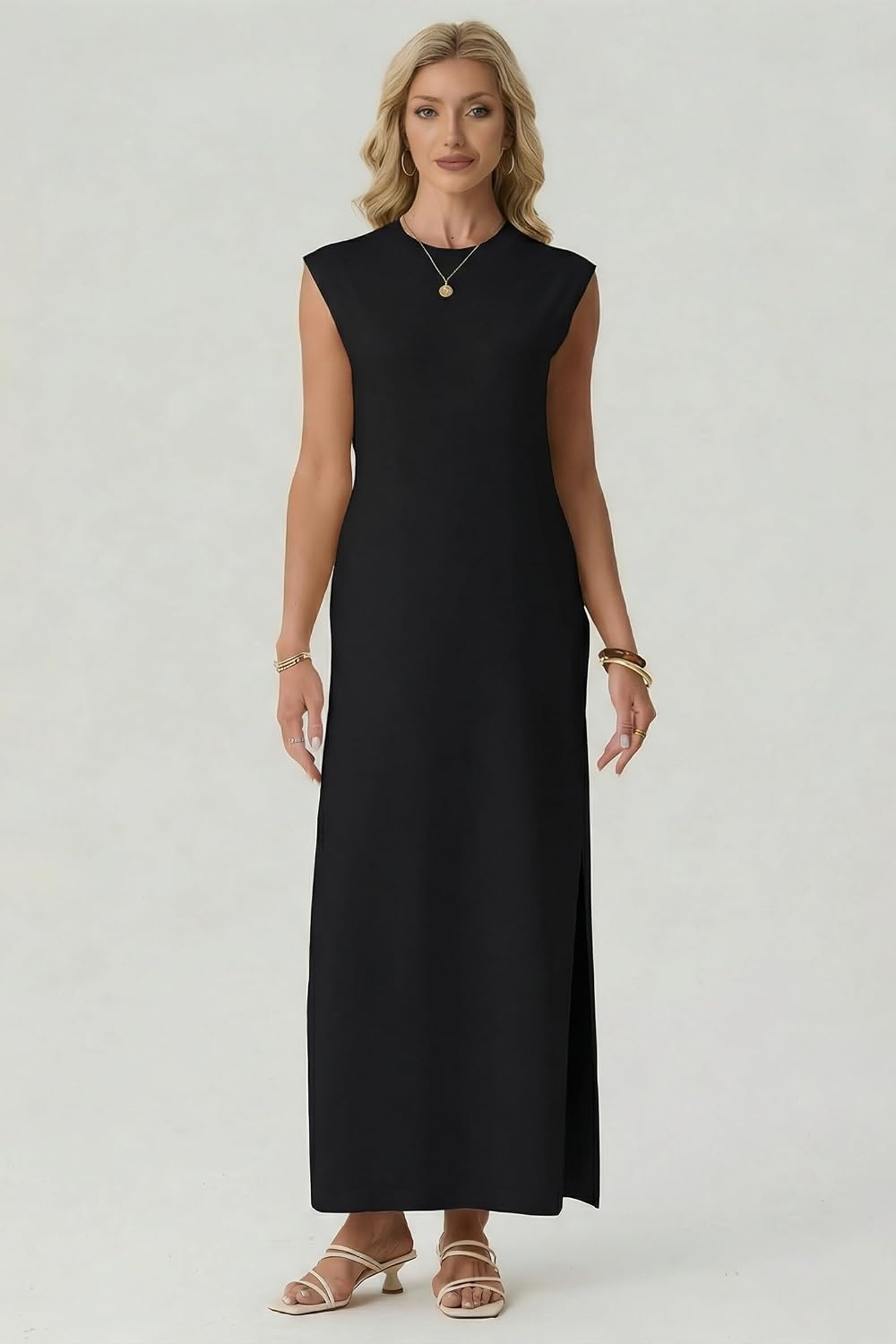 image:imageGRECERELLE 2026 Womens Summer Fall Shift Sweater Maxi Dress with PocketsBlack