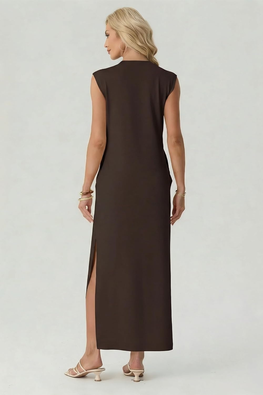 image:imageGRECERELLE 2026 Womens Summer Fall Shift Sweater Maxi Dress with PocketsDark Coffee
