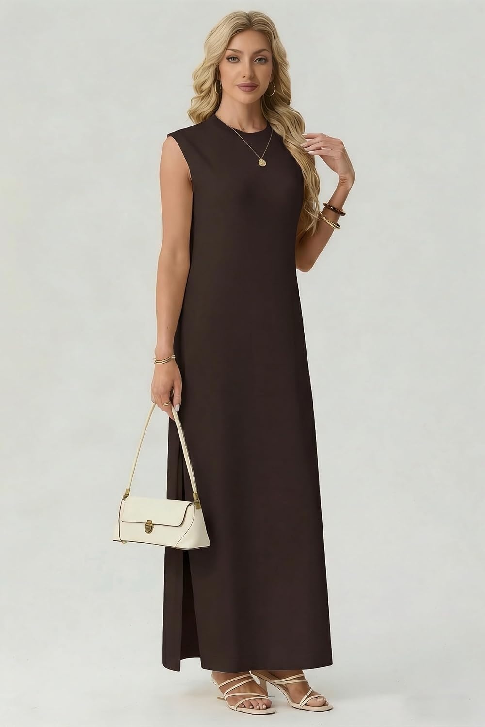 image:imageGRECERELLE 2026 Womens Summer Fall Shift Sweater Maxi Dress with PocketsDark Coffee