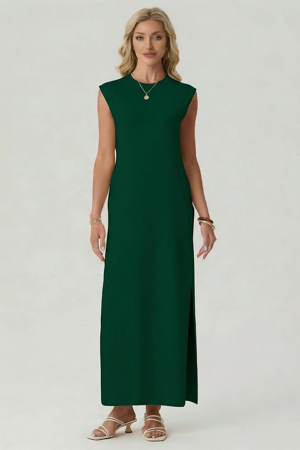 image:imageGRECERELLE 2026 Womens Summer Fall Shift Sweater Maxi Dress with PocketsDark Green