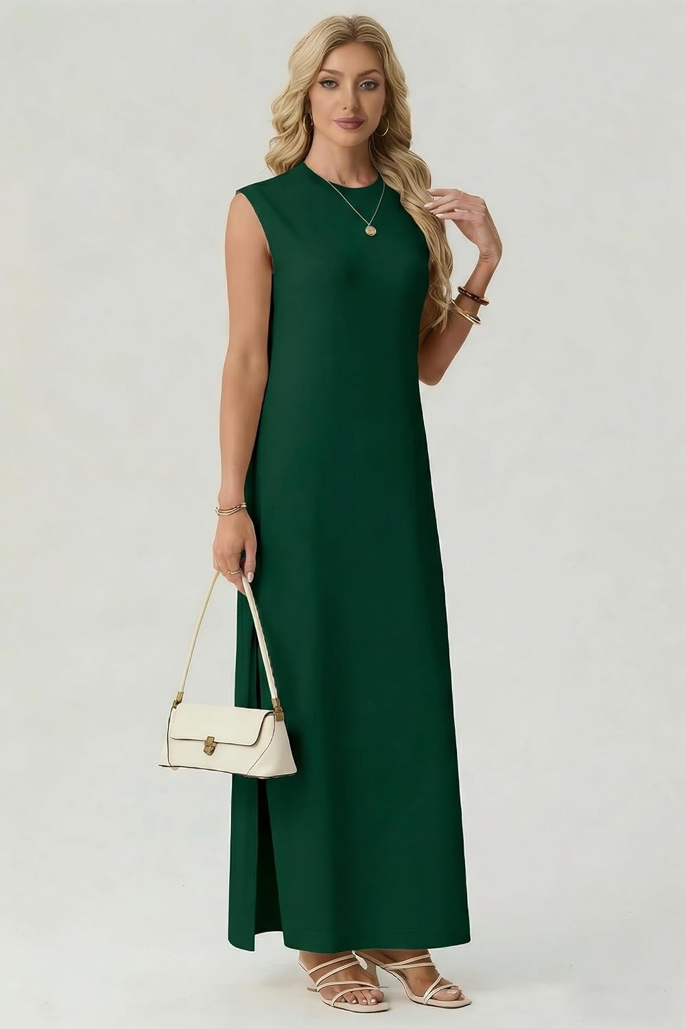 image:imageGRECERELLE 2026 Womens Summer Fall Shift Sweater Maxi Dress with PocketsDark Green