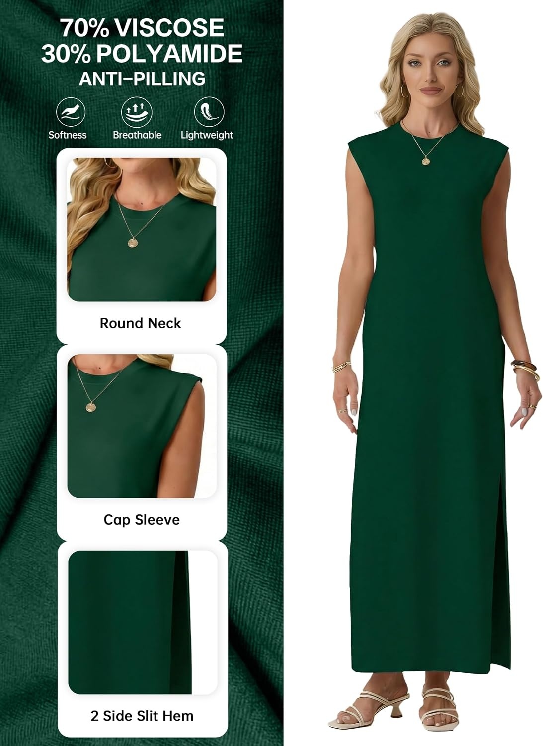 image:imageGRECERELLE 2026 Womens Summer Fall Shift Sweater Maxi Dress with PocketsDark Green