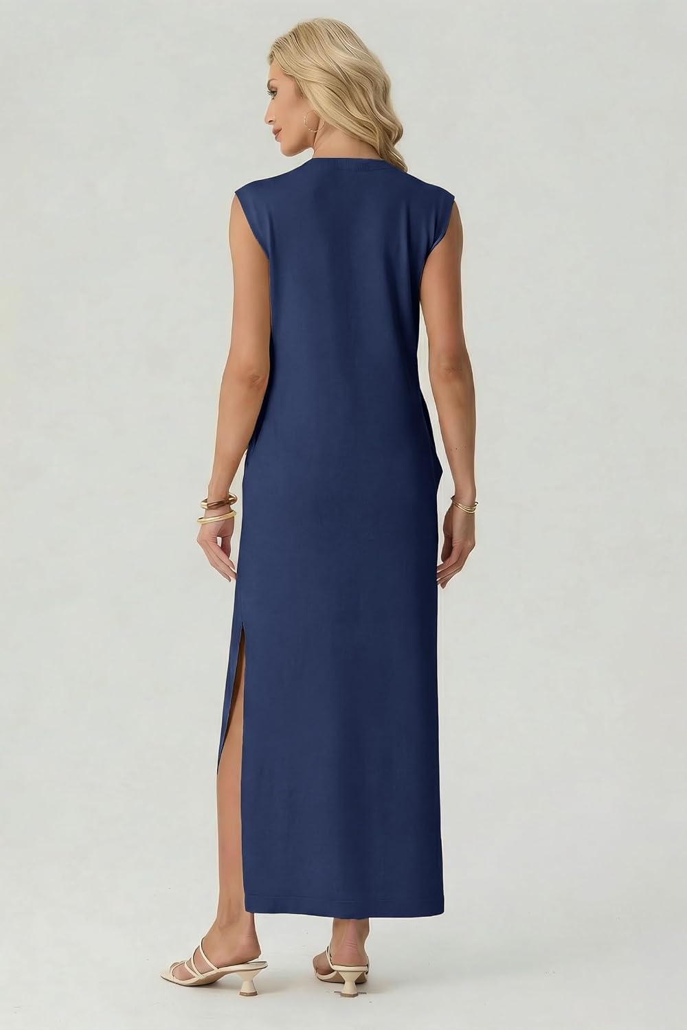 image:imageGRECERELLE 2026 Womens Summer Fall Shift Sweater Maxi Dress with PocketsDenim Blue