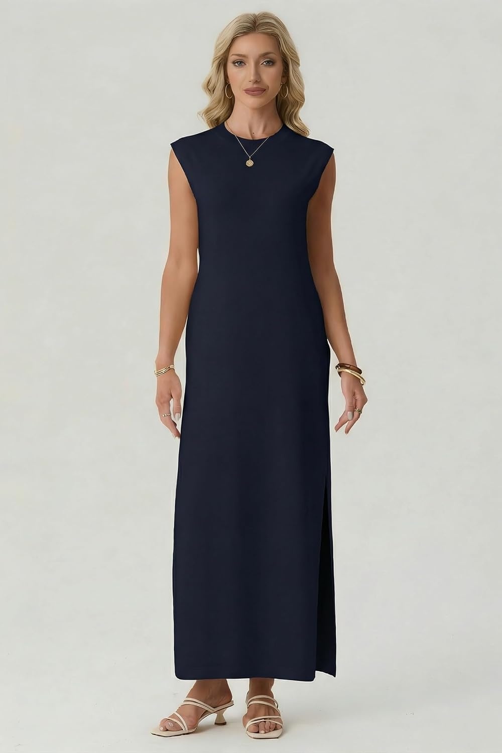 image:imageGRECERELLE 2026 Womens Summer Fall Shift Sweater Maxi Dress with PocketsNavy Blue