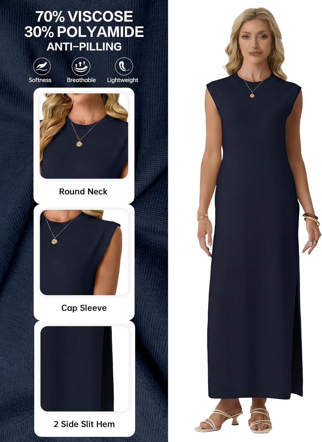 image:imageGRECERELLE 2026 Womens Summer Fall Shift Sweater Maxi Dress with PocketsNavy Blue