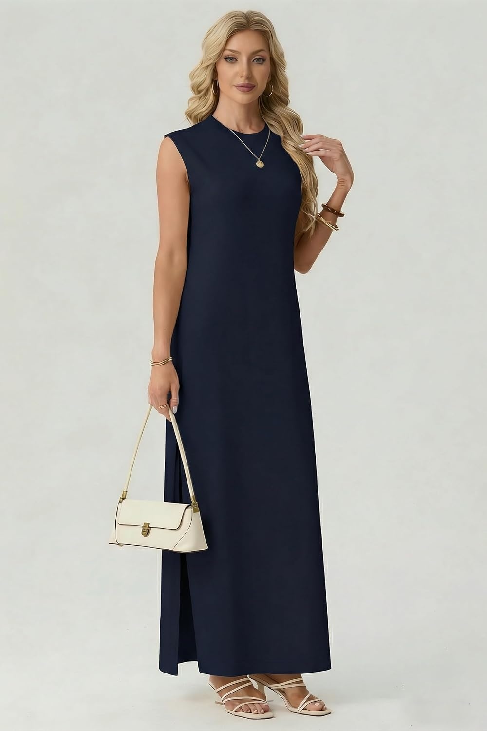 image:imageGRECERELLE 2026 Womens Summer Fall Shift Sweater Maxi Dress with PocketsNavy Blue