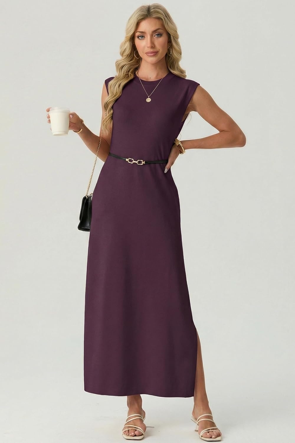 image:imageGRECERELLE 2026 Womens Summer Fall Shift Sweater Maxi Dress with PocketsRosewood