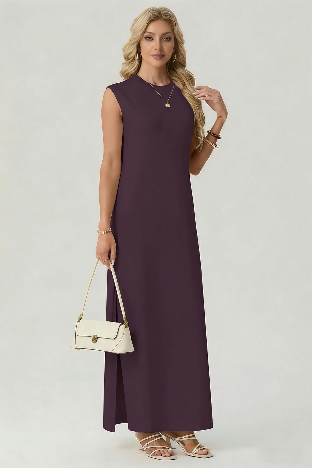 image:imageGRECERELLE 2026 Womens Summer Fall Shift Sweater Maxi Dress with PocketsRosewood