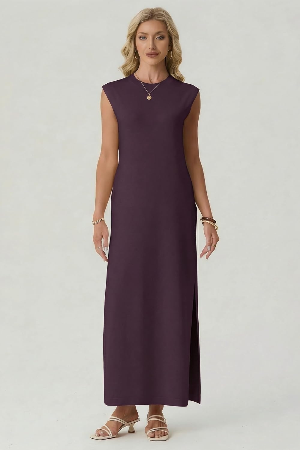 image:imageGRECERELLE 2026 Womens Summer Fall Shift Sweater Maxi Dress with PocketsRosewood