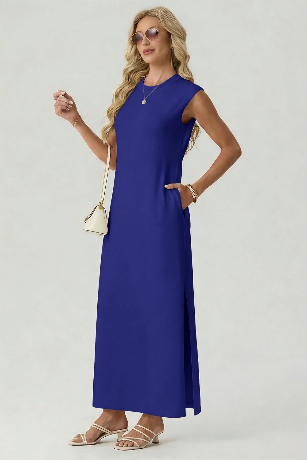 image:imageGRECERELLE 2026 Womens Summer Fall Shift Sweater Maxi Dress with PocketsRoyal Blue