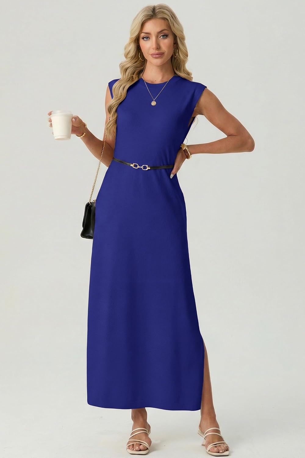 image:imageGRECERELLE 2026 Womens Summer Fall Shift Sweater Maxi Dress with PocketsRoyal Blue