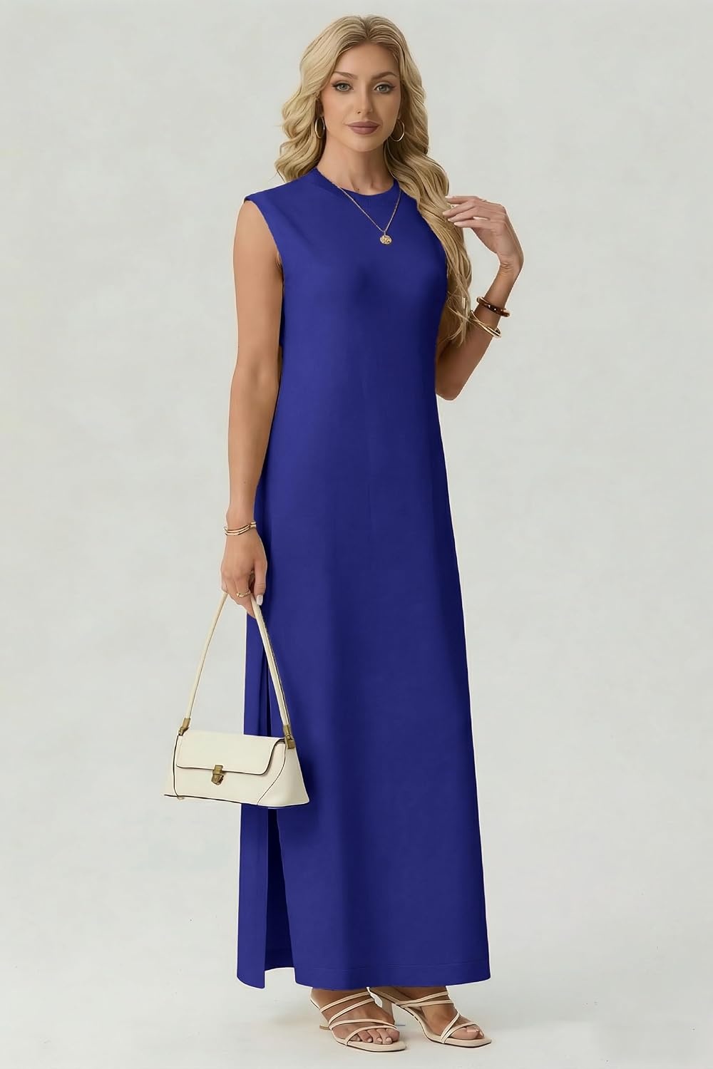 image:imageGRECERELLE 2026 Womens Summer Fall Shift Sweater Maxi Dress with PocketsRoyal Blue