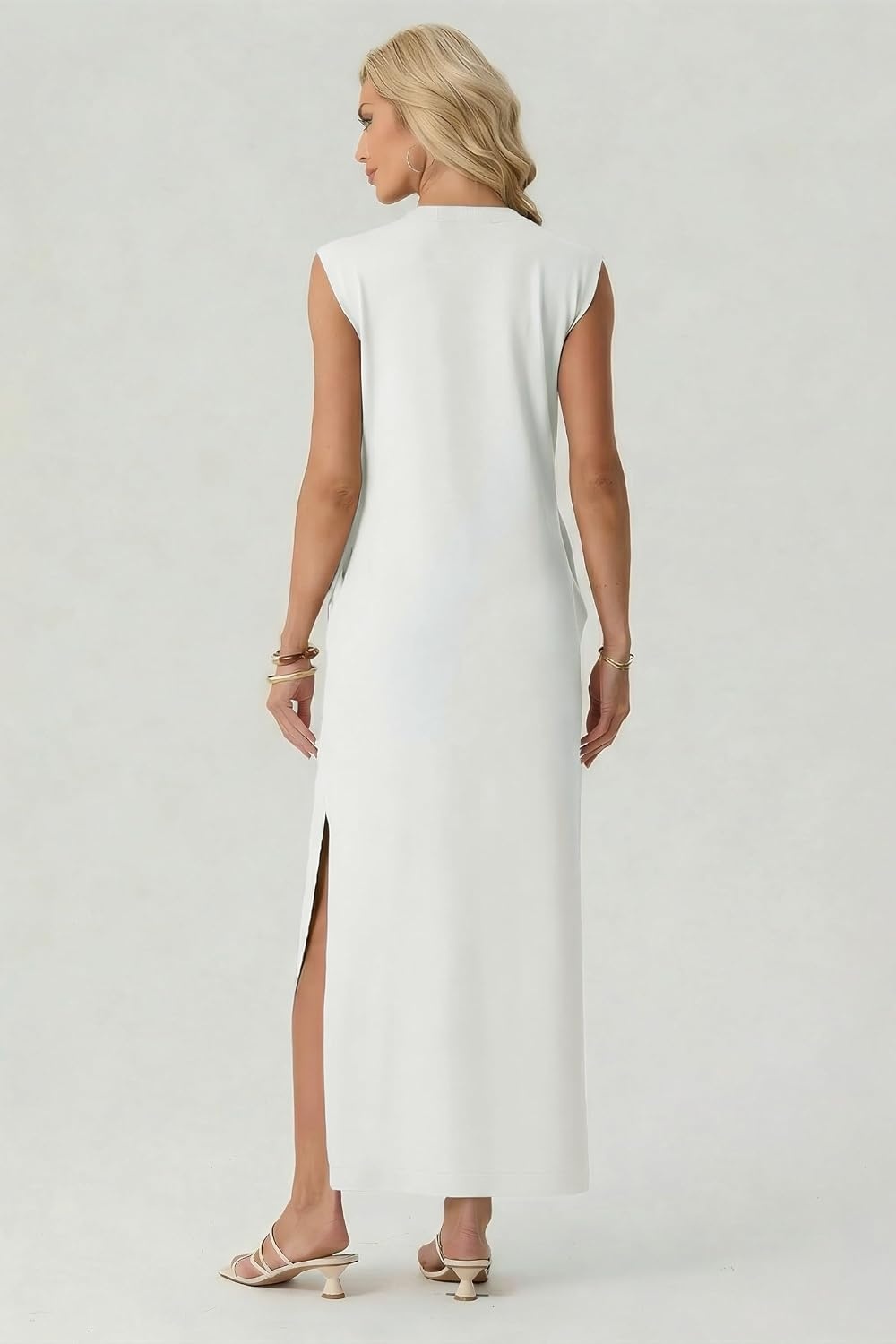 image:imageGRECERELLE 2026 Womens Summer Fall Shift Sweater Maxi Dress with PocketsWhite