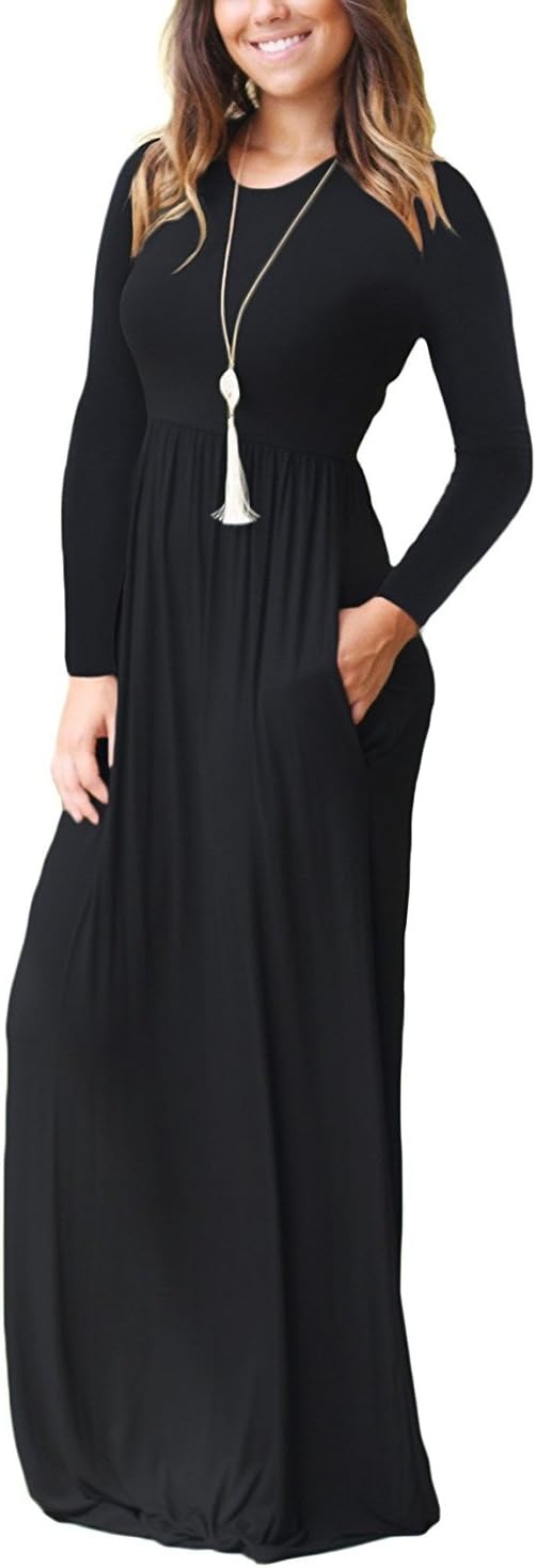 image:imageGRECERELLE Maxi Long Dress for Women Empire Waist Fall Casual DressesAblack