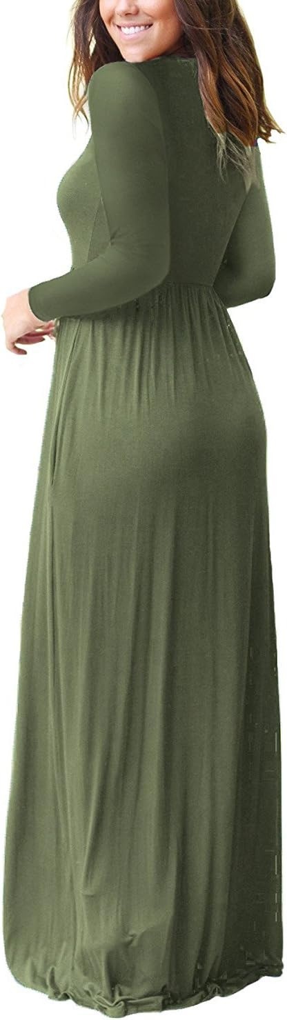 image:imageGRECERELLE Maxi Long Dress for Women Empire Waist Fall Casual DressesArmy Green