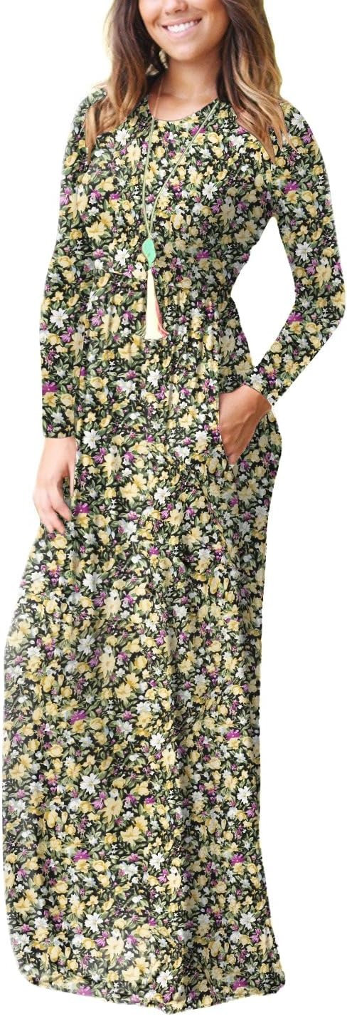 image:imageGRECERELLE Maxi Long Dress for Women Empire Waist Fall Casual DressesBlack Yellow